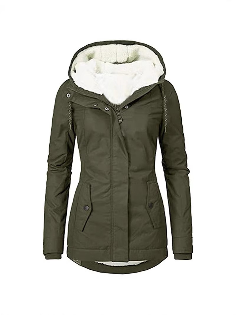 [al contado el mismo día] ropa de algodón transfronteriza europa, Estados unidos, otoño e invierno nuevas chaquetas de mujer, chaquetas de desplazamiento de media y larga duración más chaquetas de terciopelo image 4