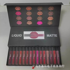 クロスボーダーhuda16本リップグロス口紅ギフトボックスセット脱色せずカップ持続防水マット