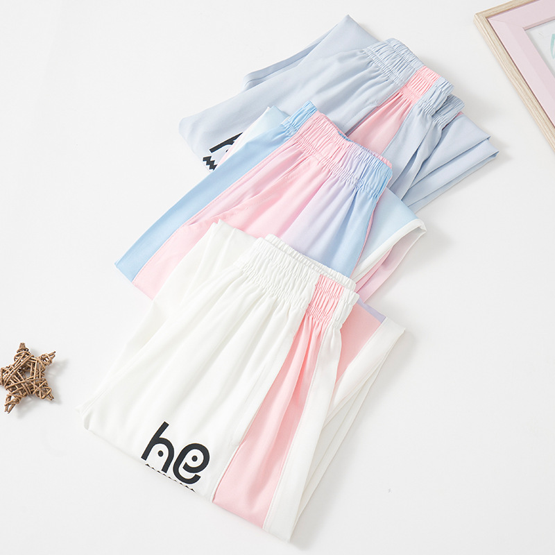 Children's Anti-Mosquito Pants Gradient Color Summer Thin Casual Girls' Sports Pants Medium and Large Kidsren's Ice Silk Boys' Quick-Drying Pants Trendy
