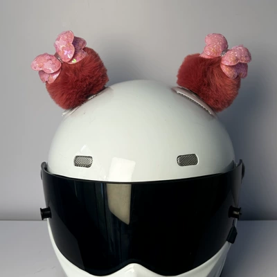 Motosiklet dəbilqələri – Decoration with Three-Dimensional Butterfly Balls - rouge-color