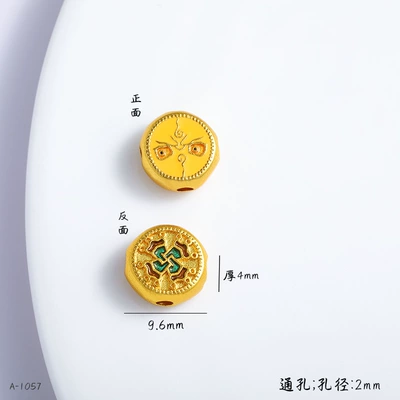Gold-Plated DIY Jewelry Accessories Wholesale, Zərgərlik ara hissələri - a-4281-26-yellow-wealth-god-with-1-hole