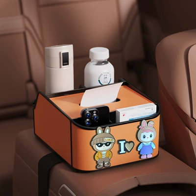 Car tissue box/set: Car Armrest Box Storage Box - happy-couple-8th-generation-armrest-box-storage-box-orange