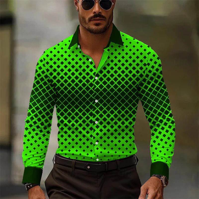 2023 primavera y otoño diseño degradado suelta solapa botón camisa nuevo top hombre MB12