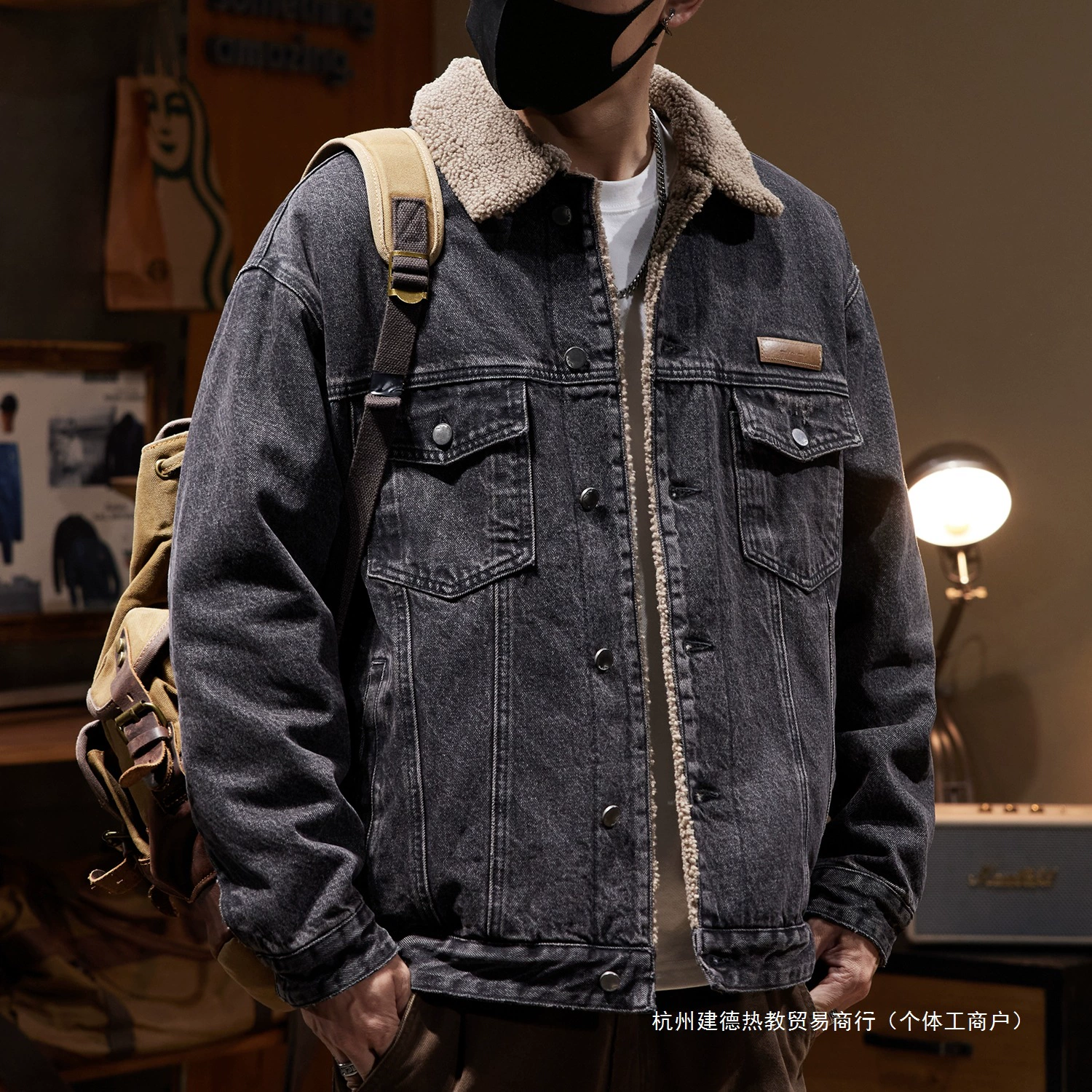 Теплая ретро теплая джинсовая куртка, бархатный утепляющий пуховик, oversize