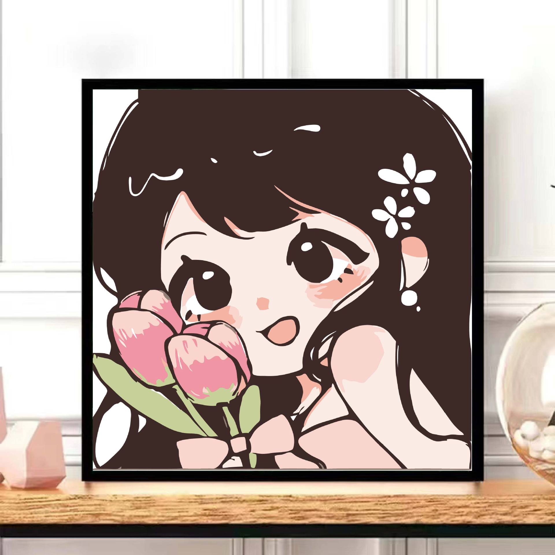 TikTok fuente popular fábrica de entrega de una sola pieza bricolaje pintura al óleo digital lindo pintado a mano relleno de color pintura decorativa paisaje flor