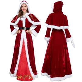 2020圣诞服装成人女 欧美加码跨境爆款红色连衣裙 圣诞演出表演服
