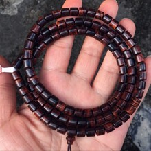 正宗海南黄花梨108颗桶珠手链紫油梨佛珠木质手串高端男女礼品