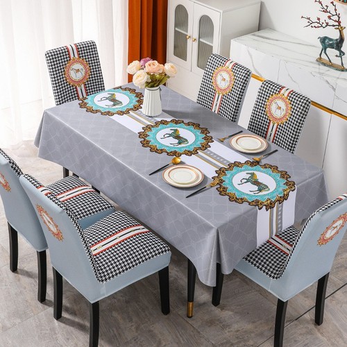 Benzhi tablecloth and chair cover set waterproof and oil-proof tablecloth elastic chair cover ins style Nordic fabric