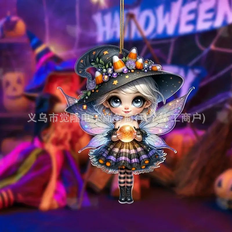 Nuevos productos transfronterizos de acrílico Halloween Elf de automóviles decoración colgante accesorios de llaves colgante soporte fijo