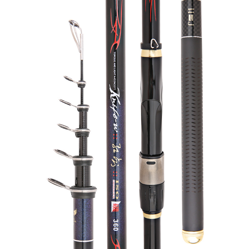 N ° 7 varilla de pesca de roca de carbono Super duro gran anillo de guía de pesca 3,6 M 6,3 m 5,4 M caña de pescar mano mar varilla artes de pesca