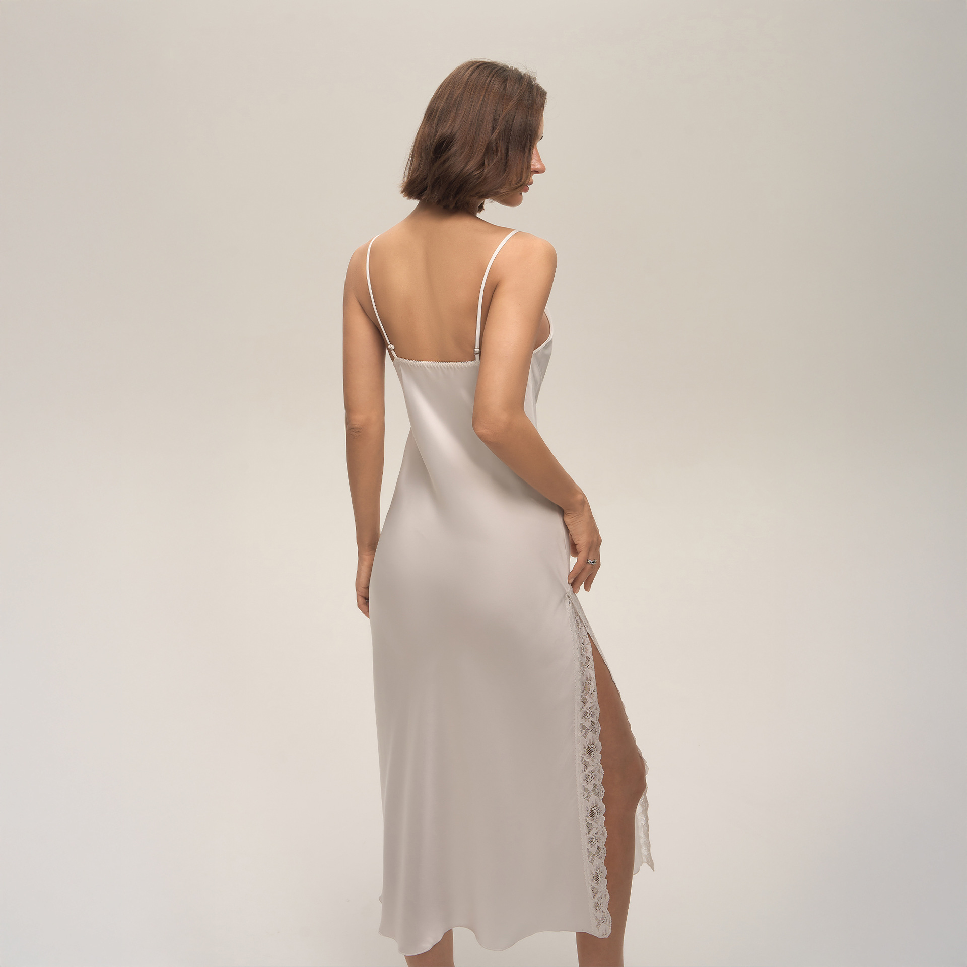 Verano cuello swing satén chiffon encaje sexy de color sólido esling vestido larga ropa para el hogar pijamas mujeres verano SQ3910