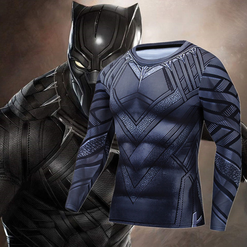 Black Panther Black Panther Around COS Top Fitness Quick Dry Clothes Marvel Superhero T-Shirt