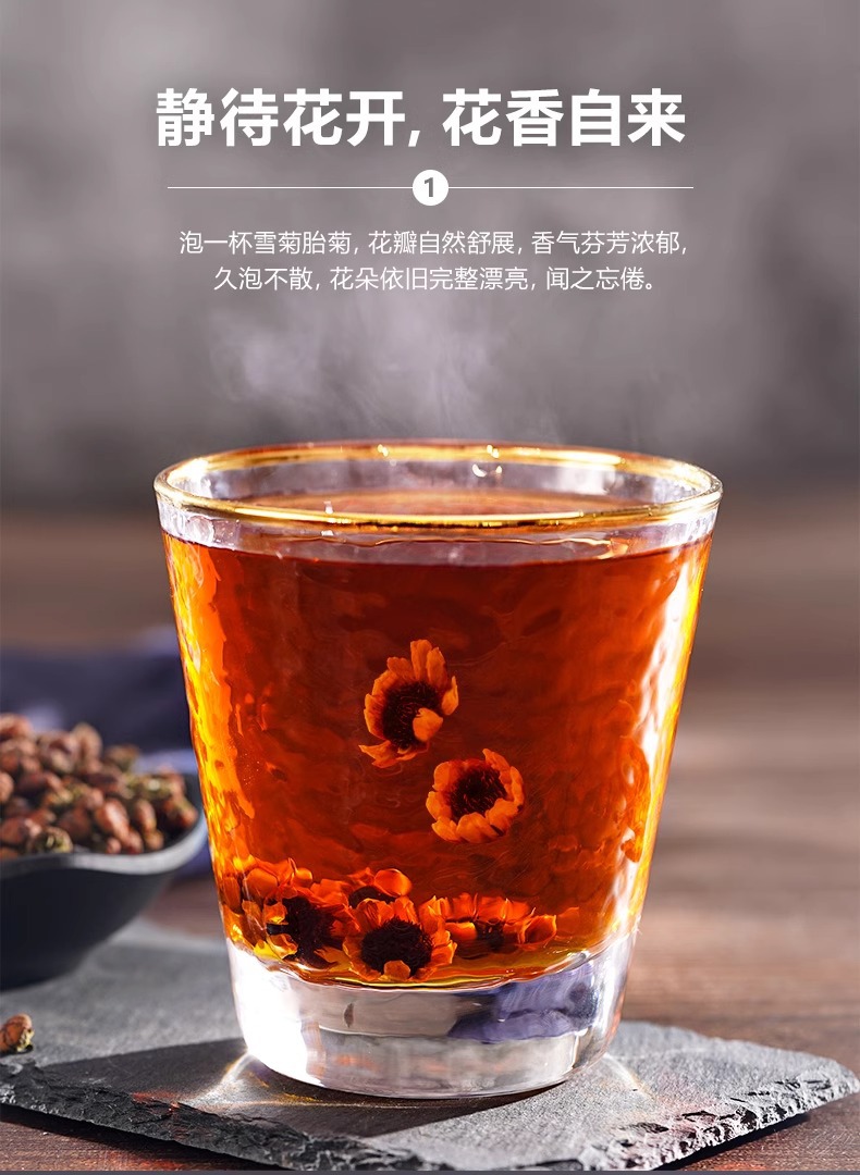 Snow Chrysanthemum Xue Tai Ju Herbal Tea 200g Can Dried Kunlun Snow Chrysanthemum Flowers for Daily Brewing quality and texture