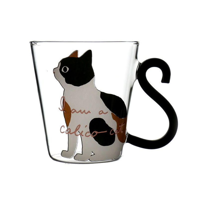 Japanese Creative Cute Cat Glass Cup for Girls, Coffee Milk Cup, Breakfast Cat Paw Cup, Home Cute and Fun