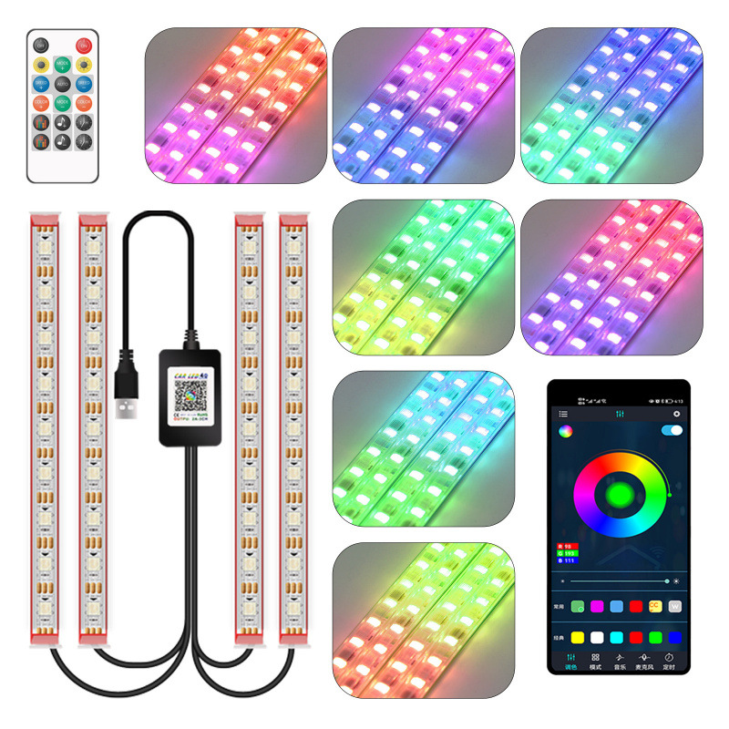 Luz de atmósfera de color fantasma de automóvil APP Bluetooth control remoto inalámbrico doble luz de atmósfera de control