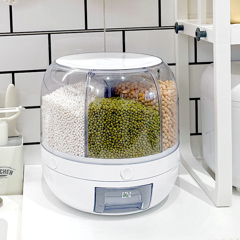 分格米桶旋轉五穀雜糧裝大米收納盒家用防蟲防潮密封放儲米箱米缸