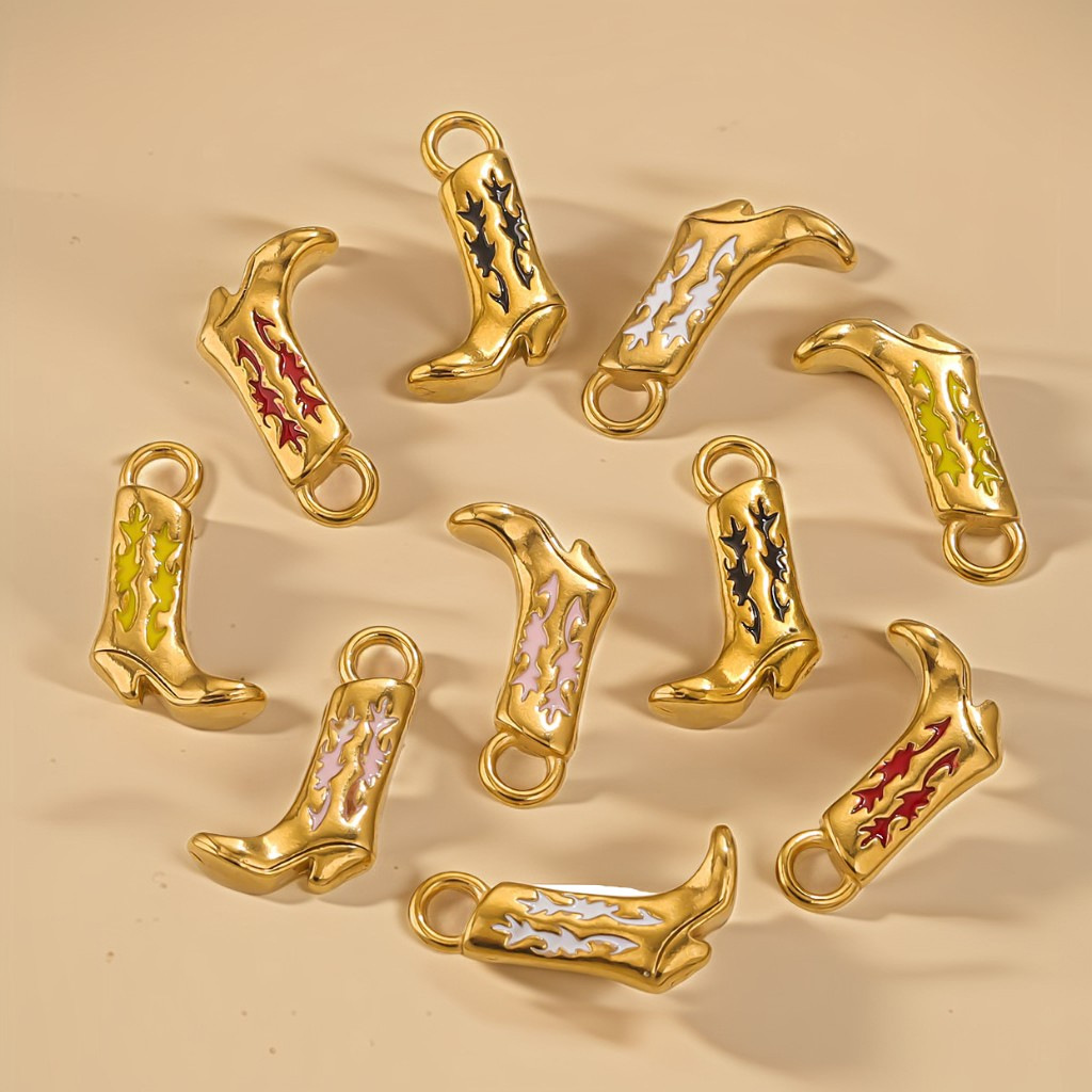 Botas de acero inoxidable colgantes de zapatos colgantes de oro 18K DIY pulsera collar bolsos colgantes al por mayor