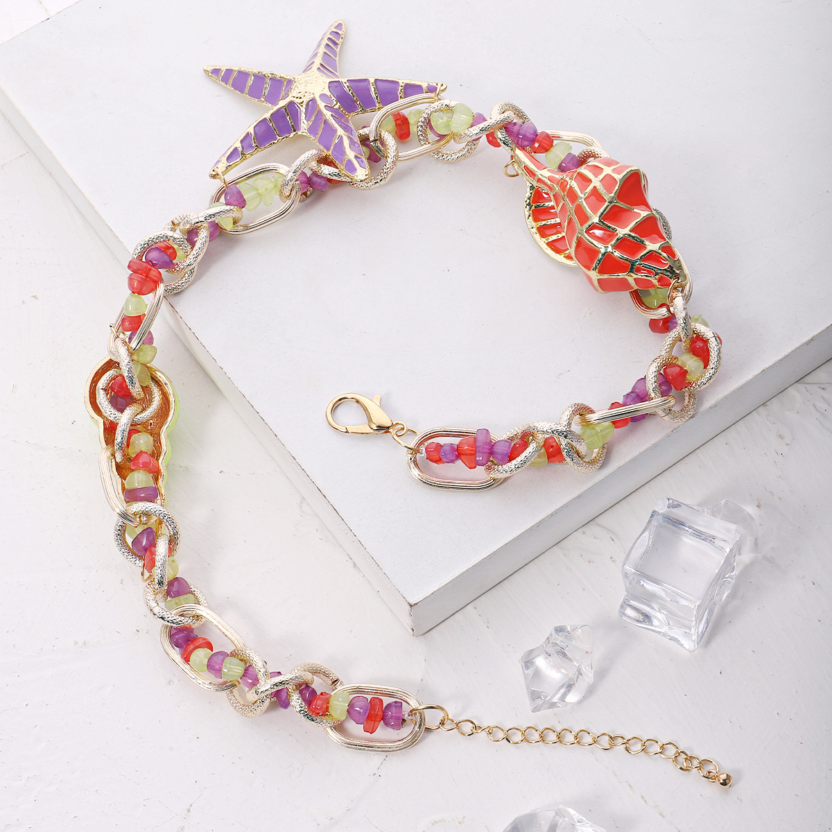 Vacation Starfish Conch Alloy Enamel Womenu0027S Necklace 1 Piece