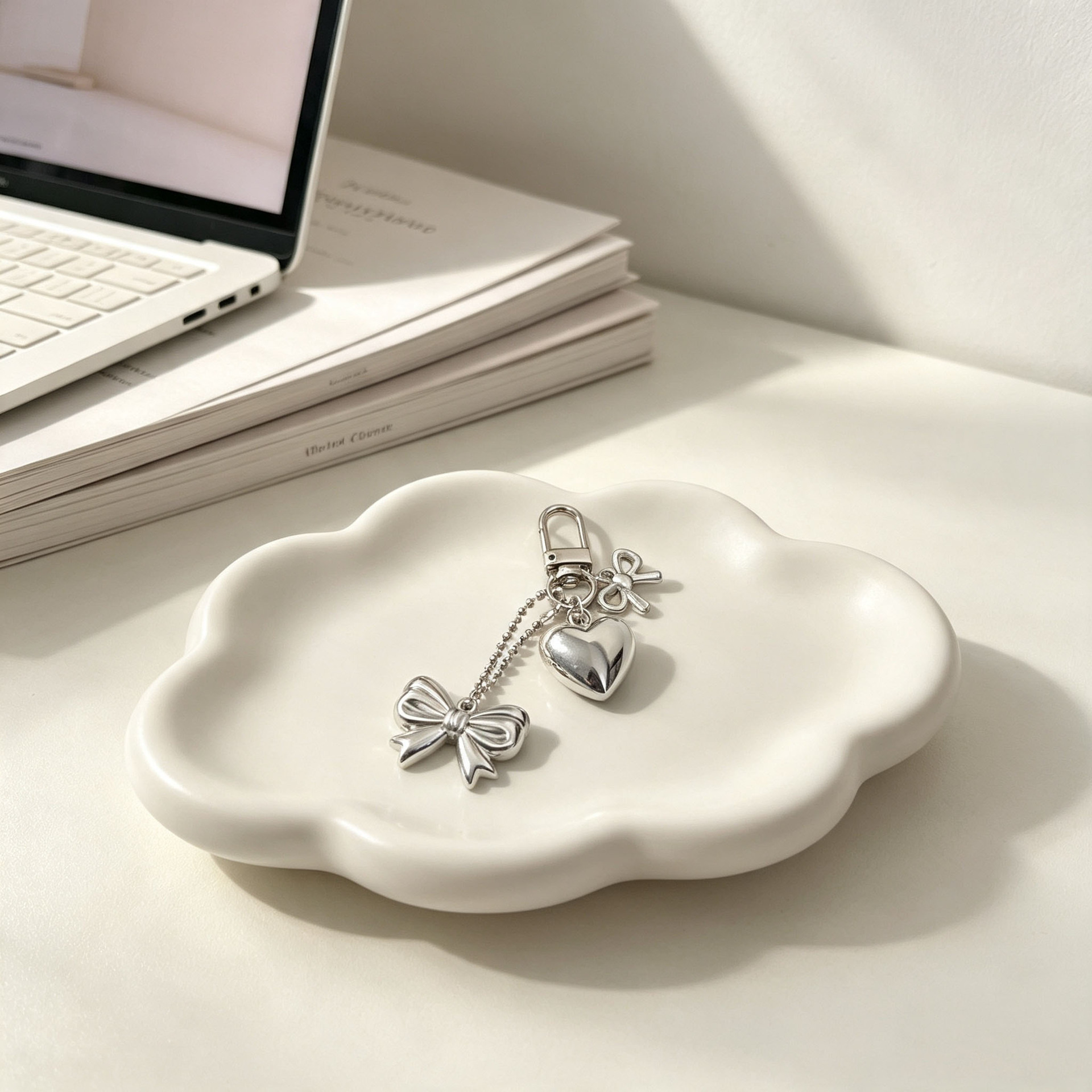 Nuevo estilo di-ins estilo coreano arco de perla amor colgante llavero accesorios de bolsos colgantes de teléfonos móviles