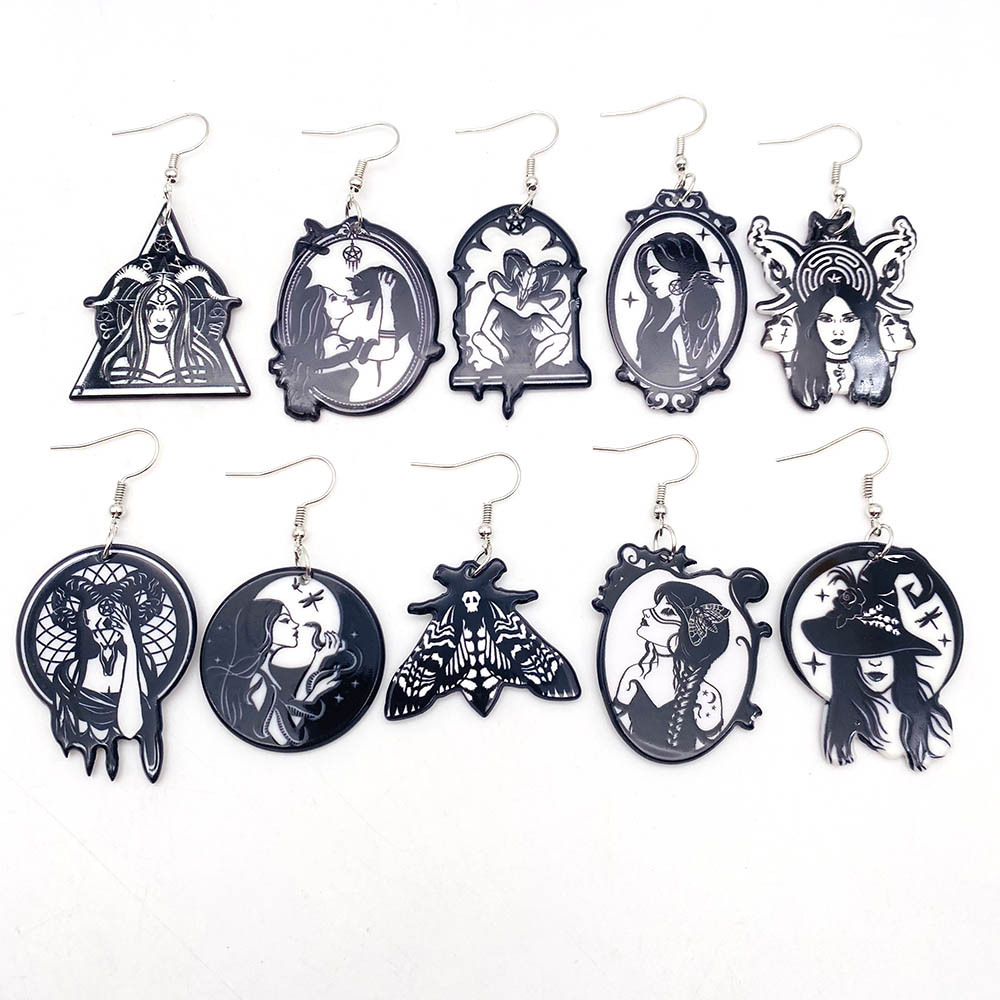 10g Weight Drop Earrings Classification 1 Pair Quantity Street Occasion Acrylic Material Halloween Festival Cartoon Character Pattern Women's Gender Cartoon Style Style 1 Pair Cartoon Style Cartoon Character Arylic Drop Earrings 1