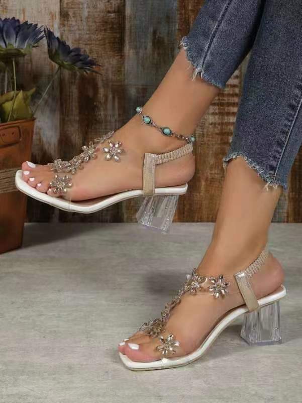 Größe 35–42, große Sandalen für Damen, 2024, Sommer, neue Kristalle, grobe Mode, mittelhoher Absatz, transparente High Heels_voghion.com