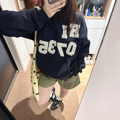 韩系爱心字母钉珠套头连帽卫衣女春秋复古设计宽松显瘦休闲外套潮