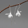 物色 Genuine three dimensional earrings, 925 sample silver, Chinese style, orchid, flowered