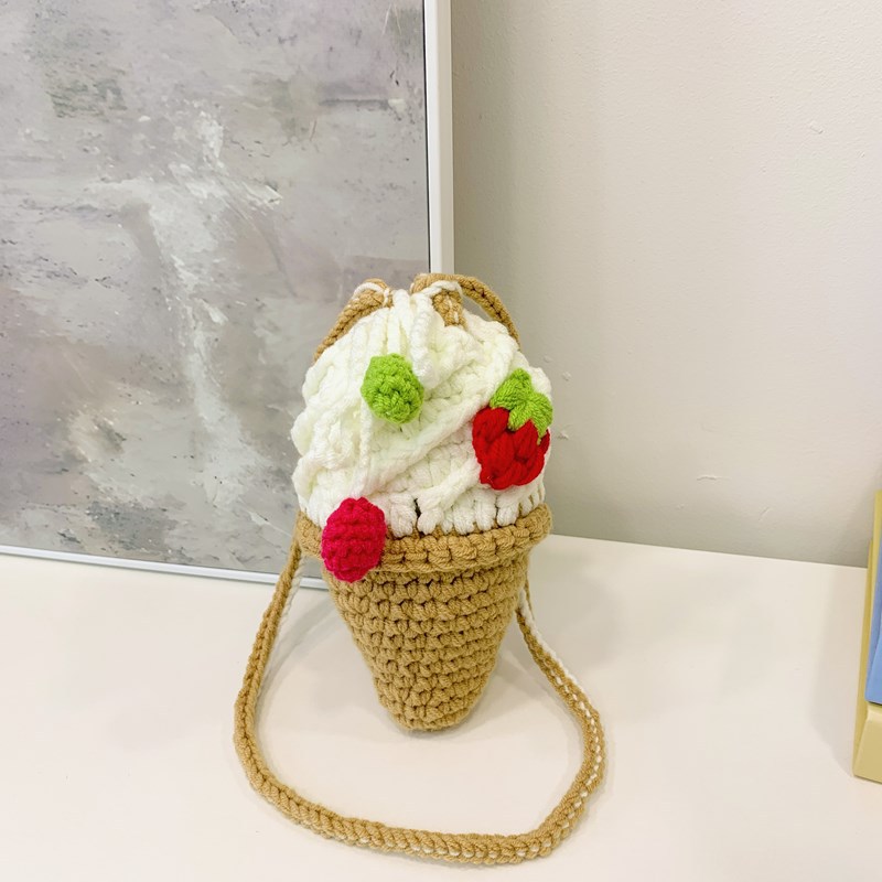 Caricatura encantadora bolsa de hombro de gancho para niños y niñas, helado dulce para padres e hijos, bolsa de mochila, otoño y invierno, nueva bolsa de fresa