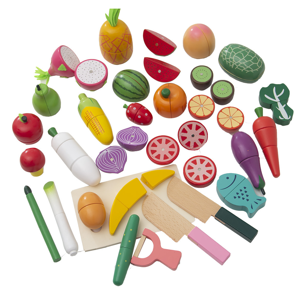 Simulación de madera transfronteriza para niños corte de frutas y verduras música interacción entre padres e hijos corte de verduras fruta juguetes educativos traje