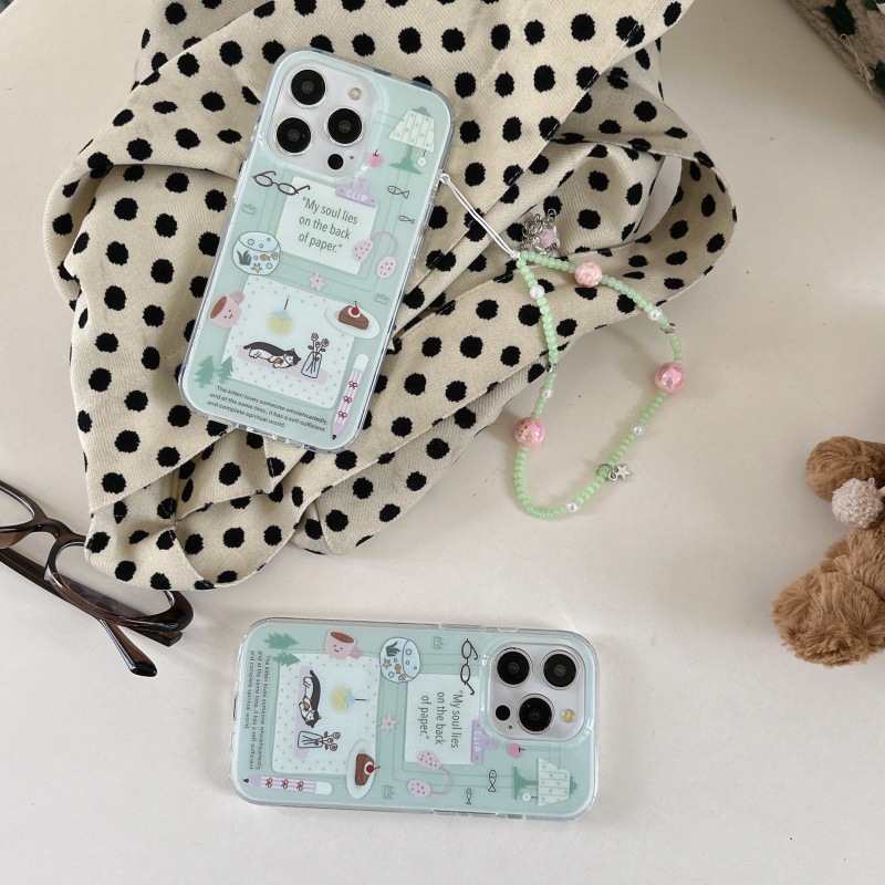 Pequeña lámpara de mesa linda verde fresca para gatos Apple 16ProMax funda para teléfono 15Pro/14Pro Mujer 13P