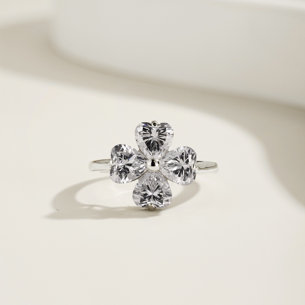 Argent Sterling Style Simple Style Classique Incruster Fleur Zircon Anneaux display picture 6