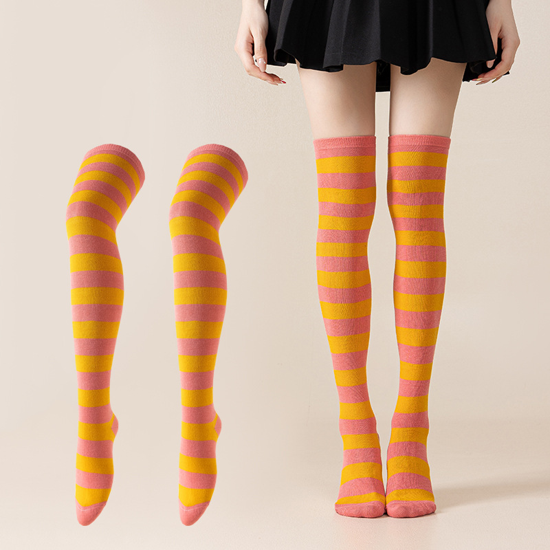 Calcetines Largos Bucaneras a Rayas para Mujer de Poliéster y Spandex, Absorción del Sudor, para Cosplay image 10