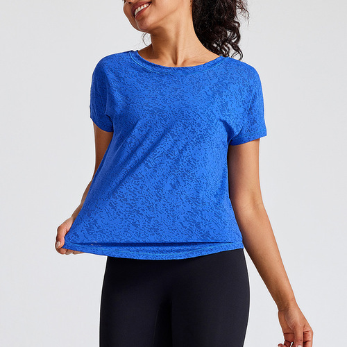 Women's Loose Fit Yoga Top Fitness T-Shirt, Thin Blouse, Sports Short Sleeve, Quick Dry Running Top for Large Sizes