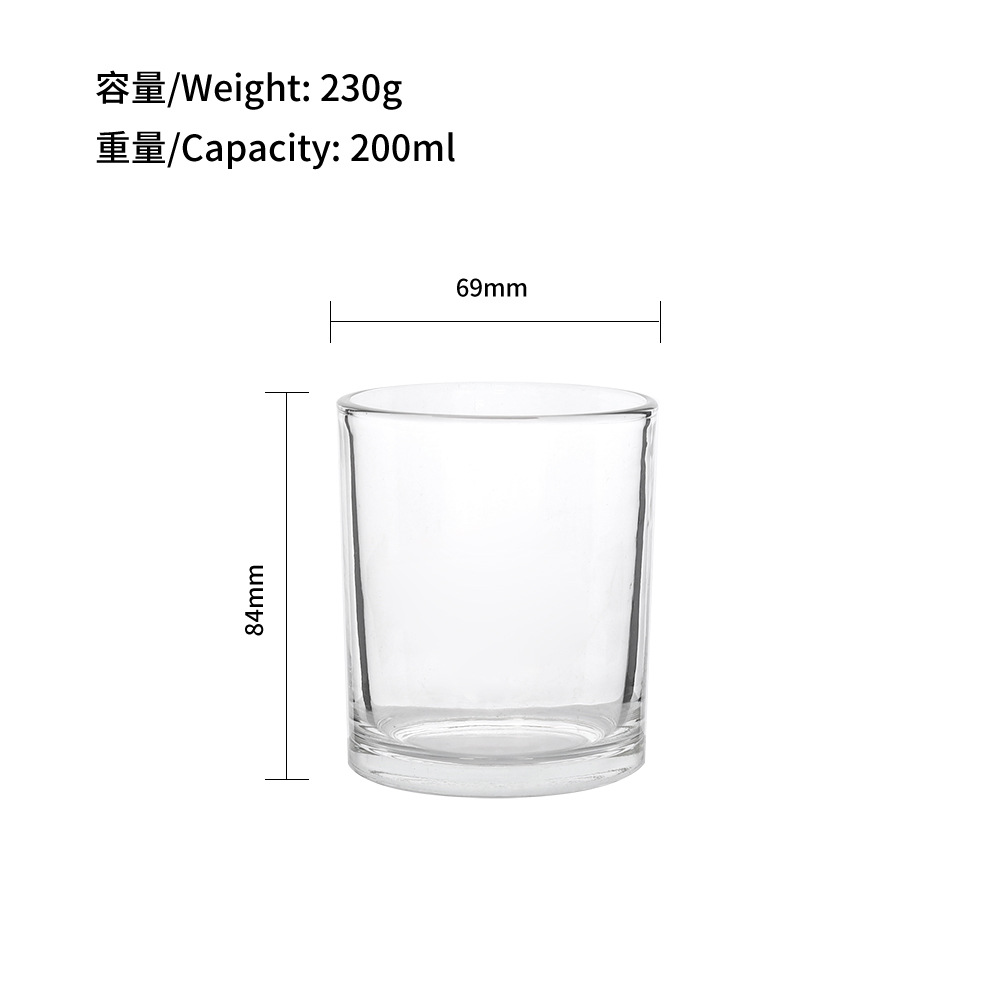 Hot sale Amazon de alta calidad vidrio transparente vela taza taza de frasco de frasco de frasco de frasco 80 90