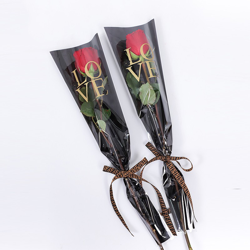 七夕节女王花儿朵朵单支袋玫瑰包装袋花束花店花艺单支花束包装袋