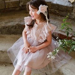 Summer 2024 Strawberry Samsung Korean Children's Clothing Girls' Princess Style Lace Backless Sheath Dress