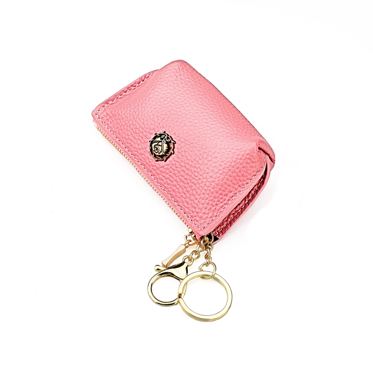 Portofel mic din piele naturală Rose True Love pentru femei, cu fermoar, pentru chei auto, monede, compact, fără bani_voghion.com