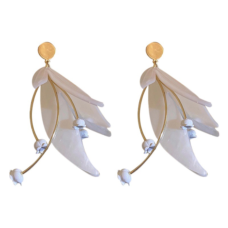 925 aguja de plata Super hadas flor pétalo pendientes Corea del Sur nicho de alto grado pendientes ins Mori chica pendientes al por mayor