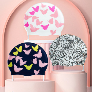 2023 double-sided printing silicone adult silicone swimming cap long hair ladies comfortable waterproof non-slip swimming cap manufacturers wholesale