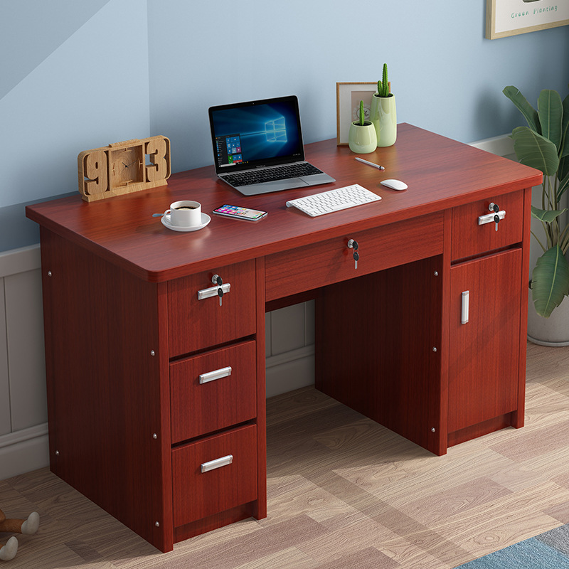Casual Modern Desk, Writing Desk, Desktop Computer Desk with Lock and Drawer, Home Student Bedroom Small Desk
