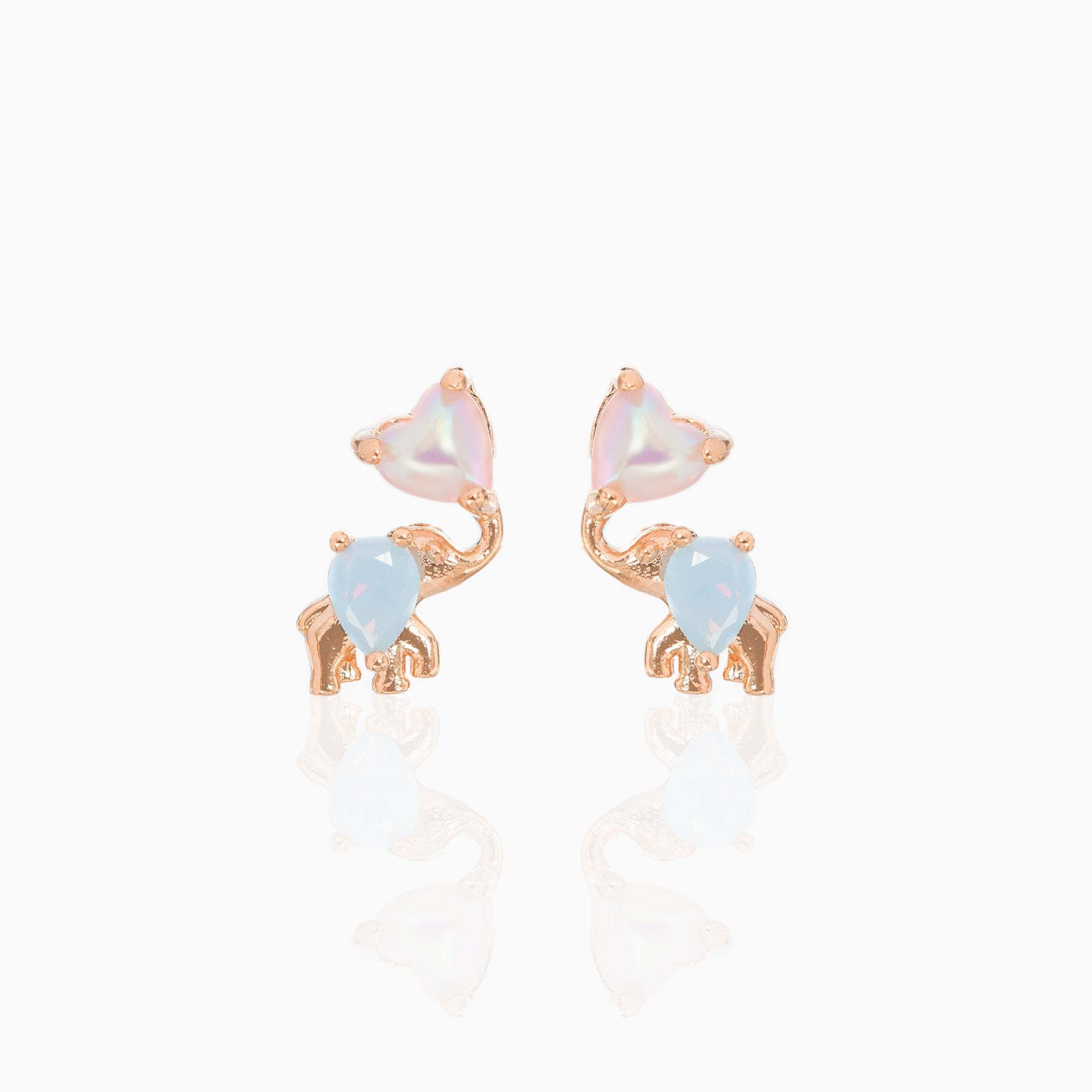 Korean pink peach heart elephant copper ear stud earrings wholesale