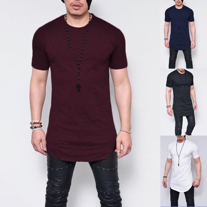 Large number in stock AliExpress foreign trade cross-border men's T-shirt casual slim round neck half sleeve slub cotton short sleeve t-shirt