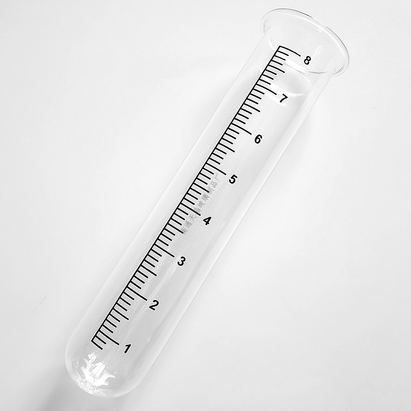 厂家制定玻璃试管带刻度圆底翻边玻璃量雨器户外雨水测量筒试管
