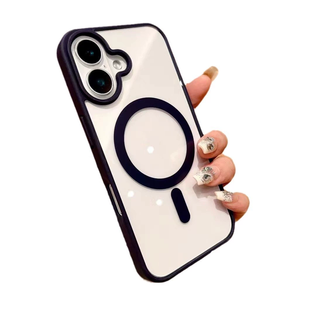Чехол для телефона Apple iPhone16 из акрила с магнитным кольцом, против пожелтения и защита от падения