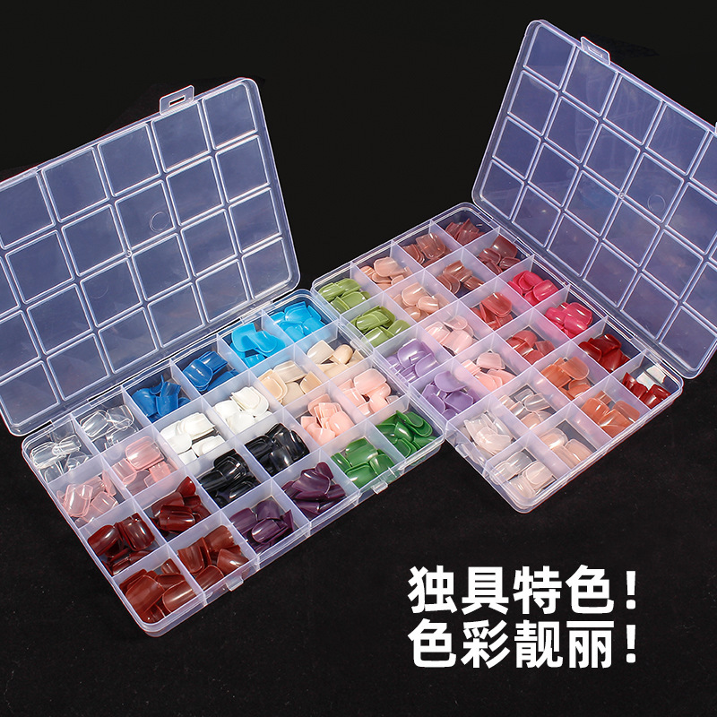 Directo de fábrica 24 rejilla de color sólido brillante desgaste superficial pieza de uñas corto color mezclado falso uñas removible Manicura en stock al por mayor