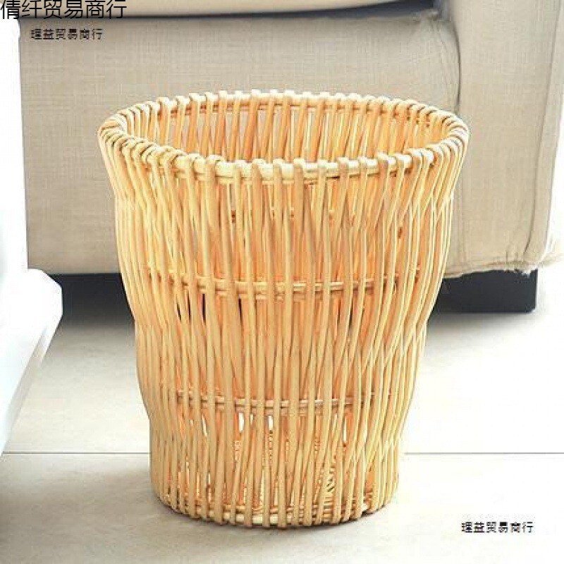 Woven rattan trash bin for home use, creative design for living room and bathroom, wicker storage bin, bamboo woven simple trash bin, direct sale Woven rattan trash bin for home use, creative design for living room and bathroom, wicker storage bin, bamboo woven simple trash bin, direct sale