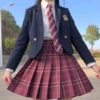 Kansai one-button short style + bow tie + sandalwood skirt + long white shirt for women + Token badge [not including tie]