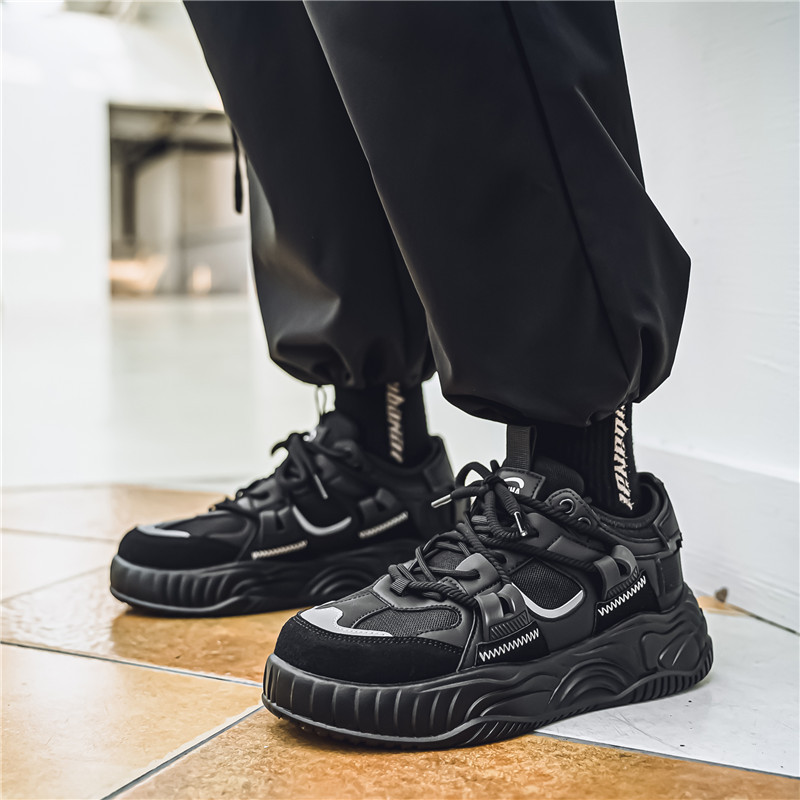 Modas de moda para hombres zapatos de suela gruesa zapatos de padres estudiantes de malla zapatos de alta resistencia al desgaste coreano