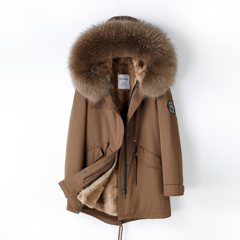 Parker Women's 2026 Winter New Fur Coat, Mink Fur Coat with Removable Mink Lining, Young Style