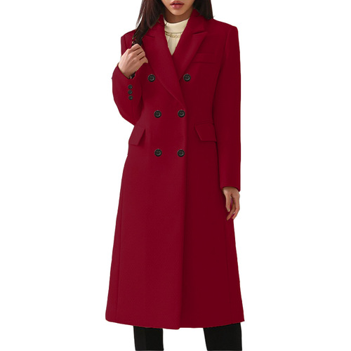 Autumn and winter European long large size woolen coat for women, eBay woolen coat, seven-color eight-size woolen coat